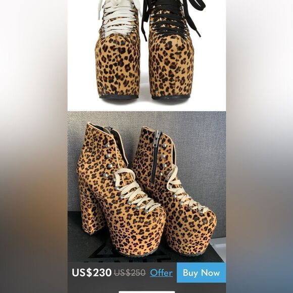 UNIF Hellbound Leopard Print Calf Hair Platform Leather Booties - Picture 16 of 16